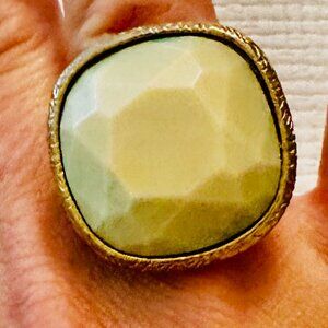 Signed Vintage Yosca Turquoise and Gold Tone Statement Ring